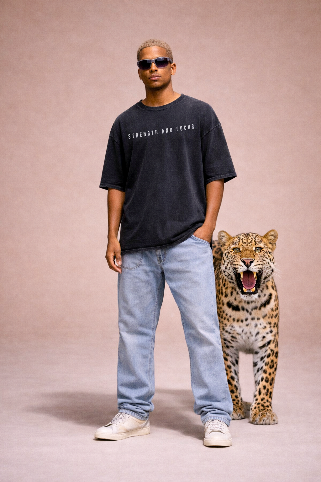 Strength and Focus Acidwash Oversized T-shirt