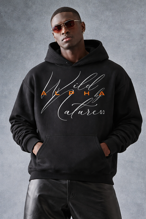 Alpha Wild By Nature | Black Oversized Hoodie