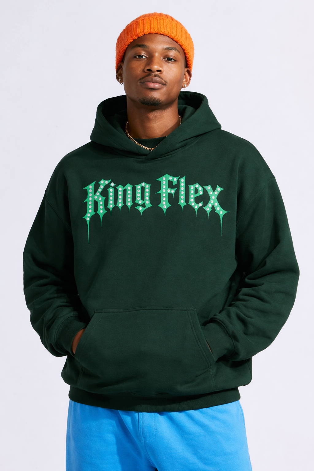 King Flex | Bottle Green Oversized Hoodie