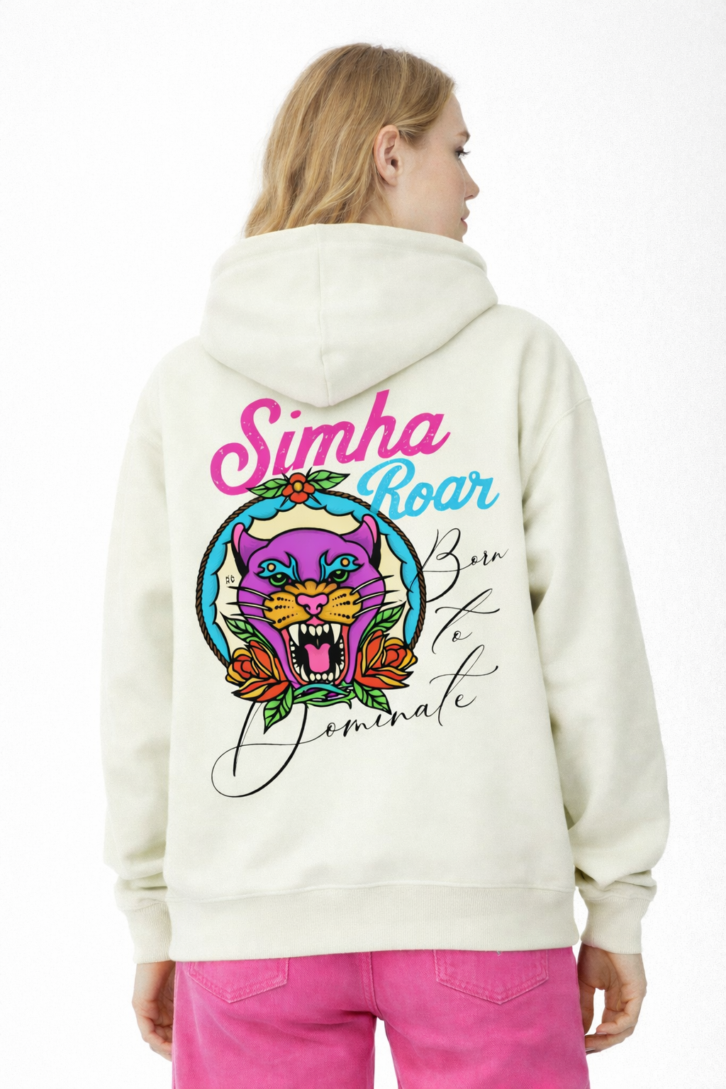 Simha Roar | Off-white Oversized Hoodie