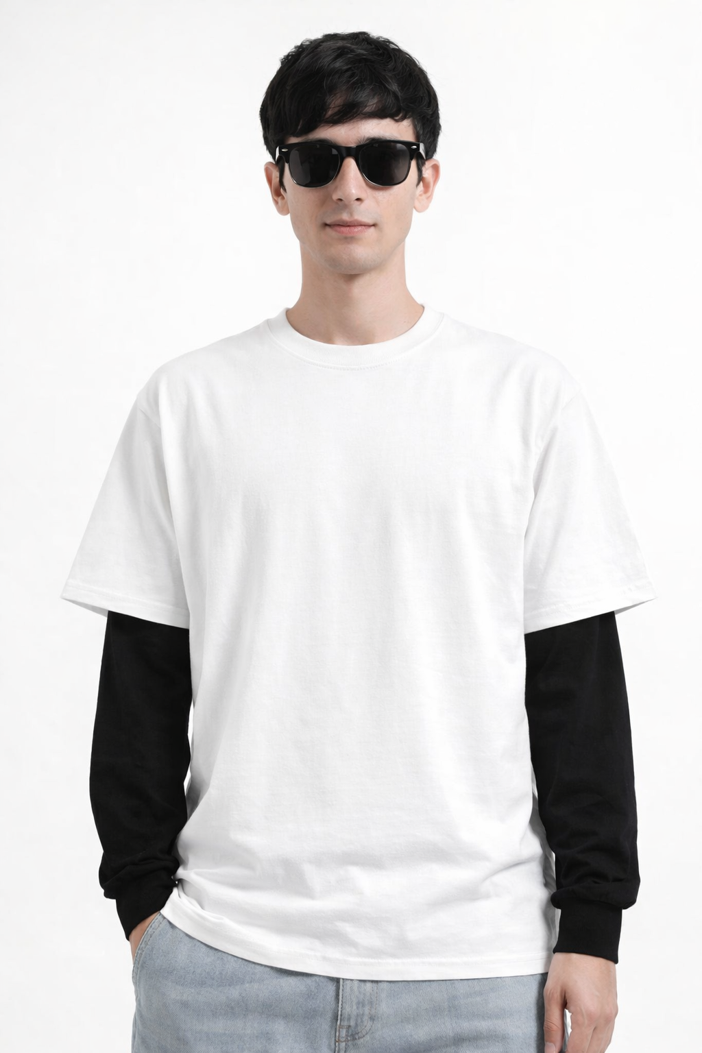 Revenge | White With Black Sleeve Oversized Tee