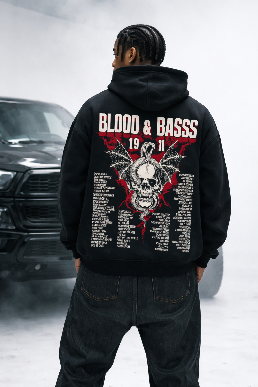 Blood and Bass | Black Oversized Hoodie