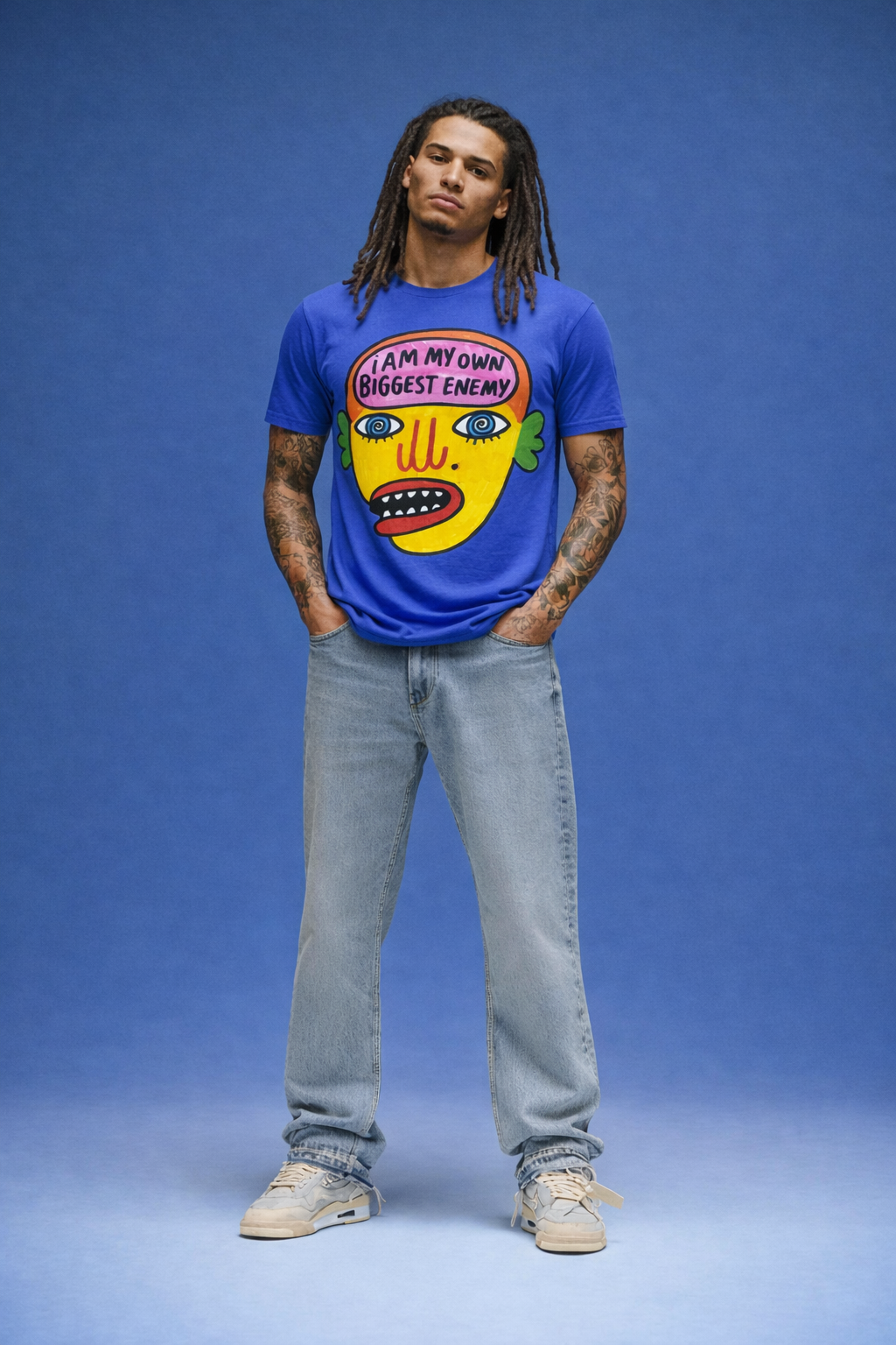 Biggest Enemy | Blue Regular Fit T-shirt