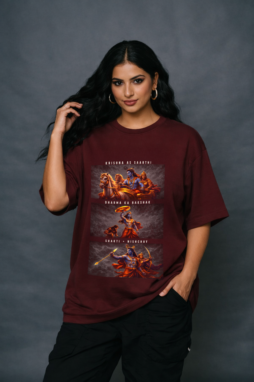 Krishna as Saarthi Unisex Terry Oversized Tee
