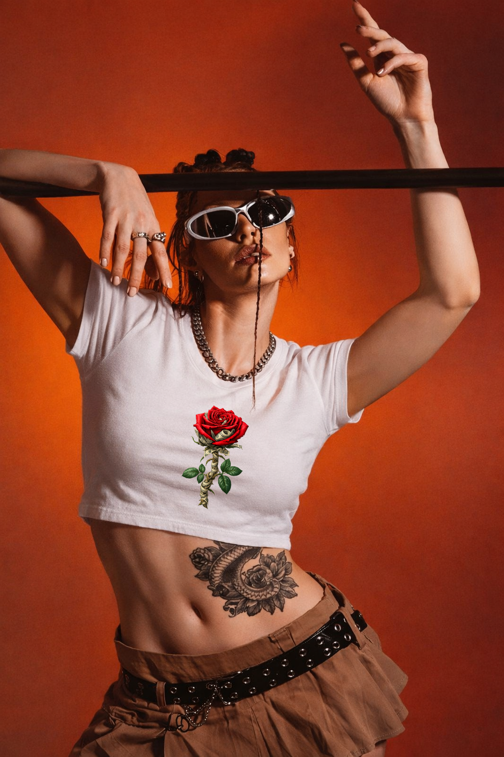 ROSE NOTE™ White Baby Tee