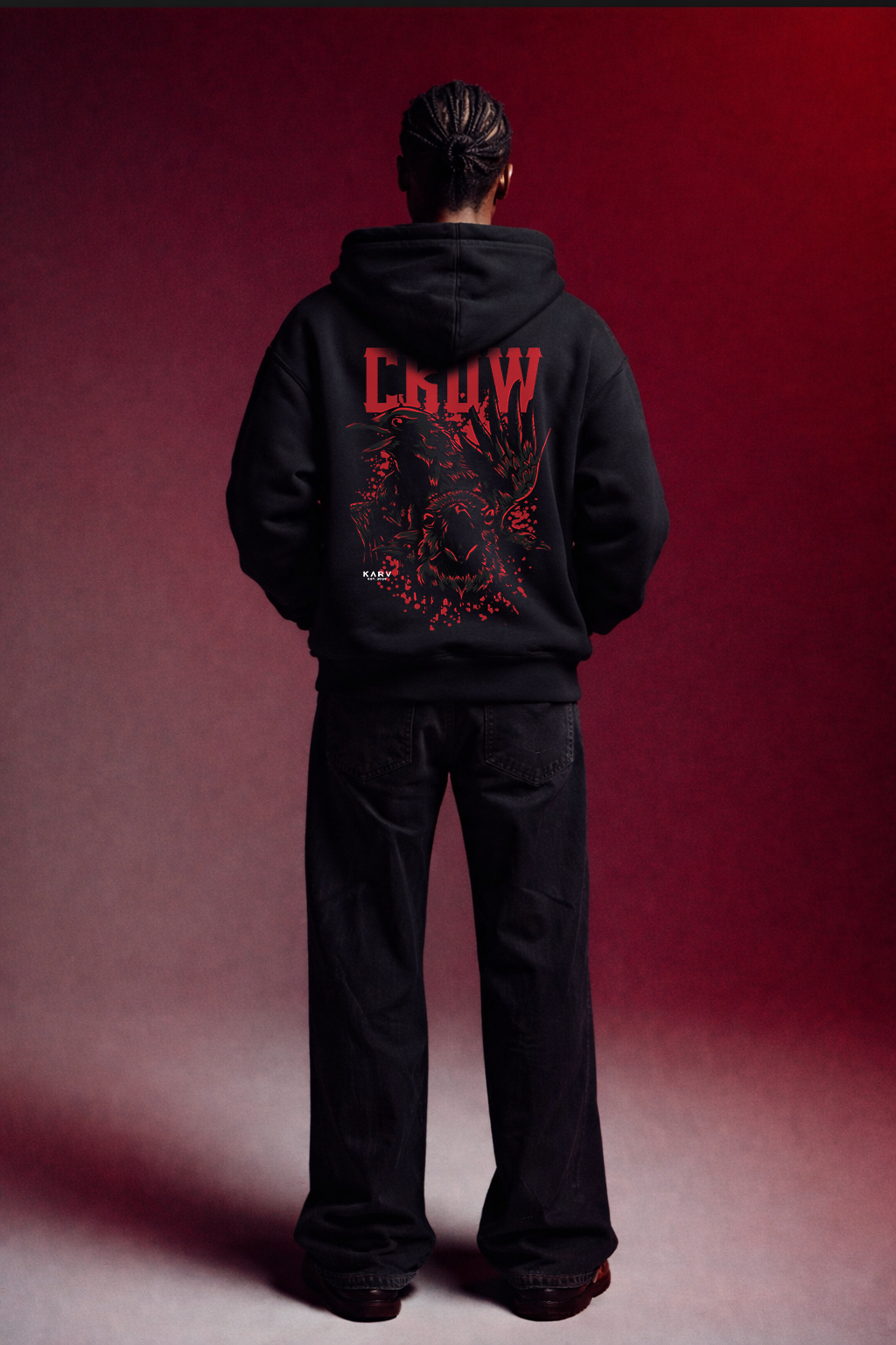 RAVEN CROWN™ | Black Oversized Hoodie – 350 GSM