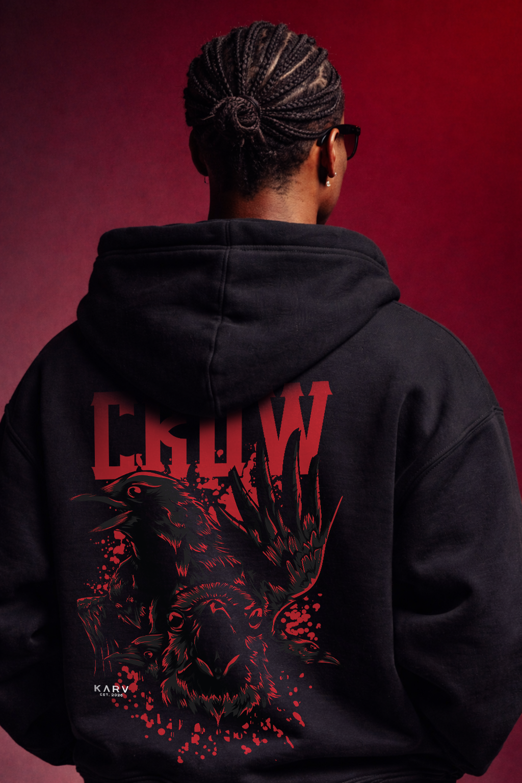 RAVEN CROWN™ | Black Oversized Hoodie – 350 GSM