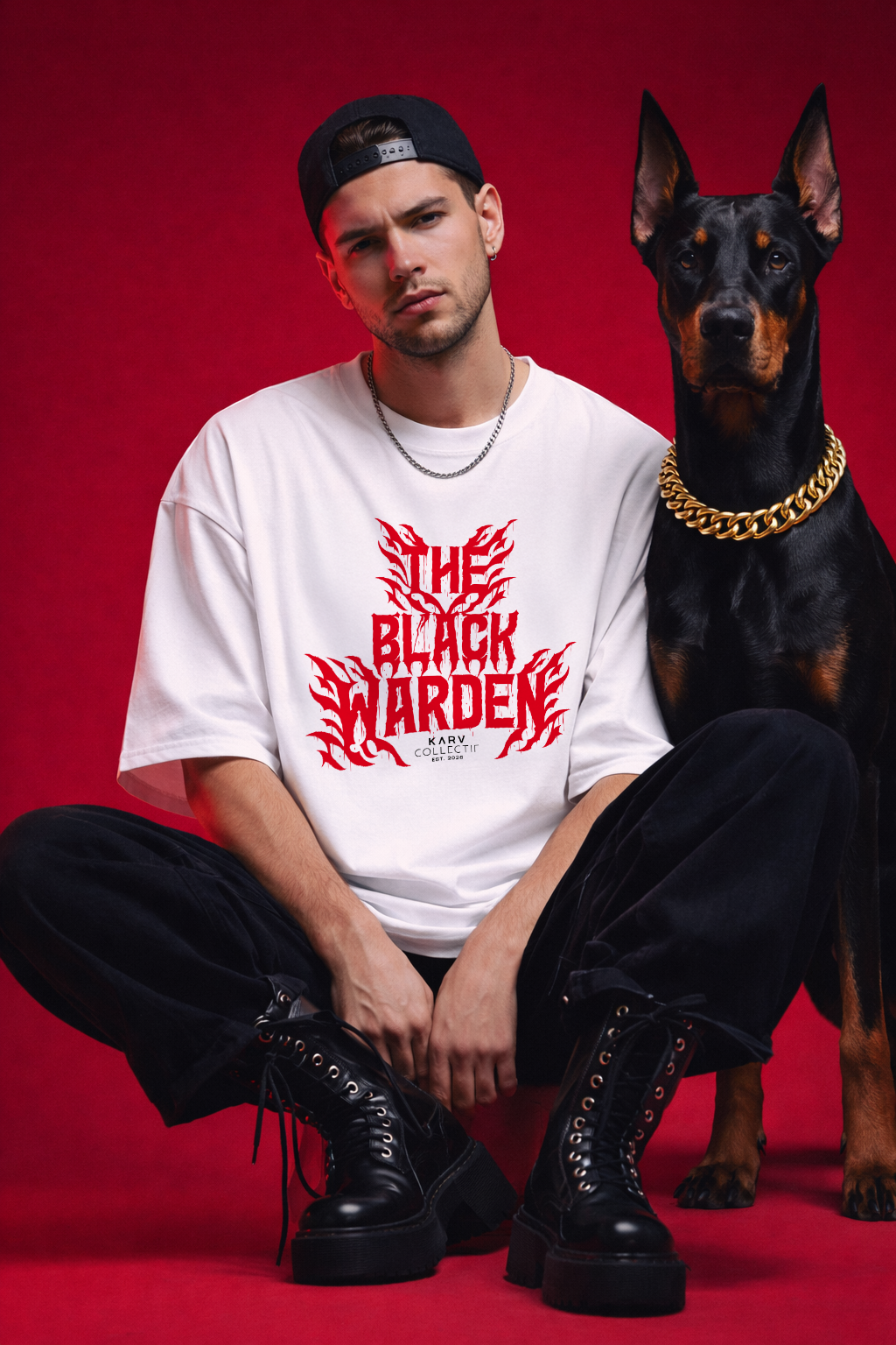 THE BLACK WARDEN — White Oversized T-Shirt