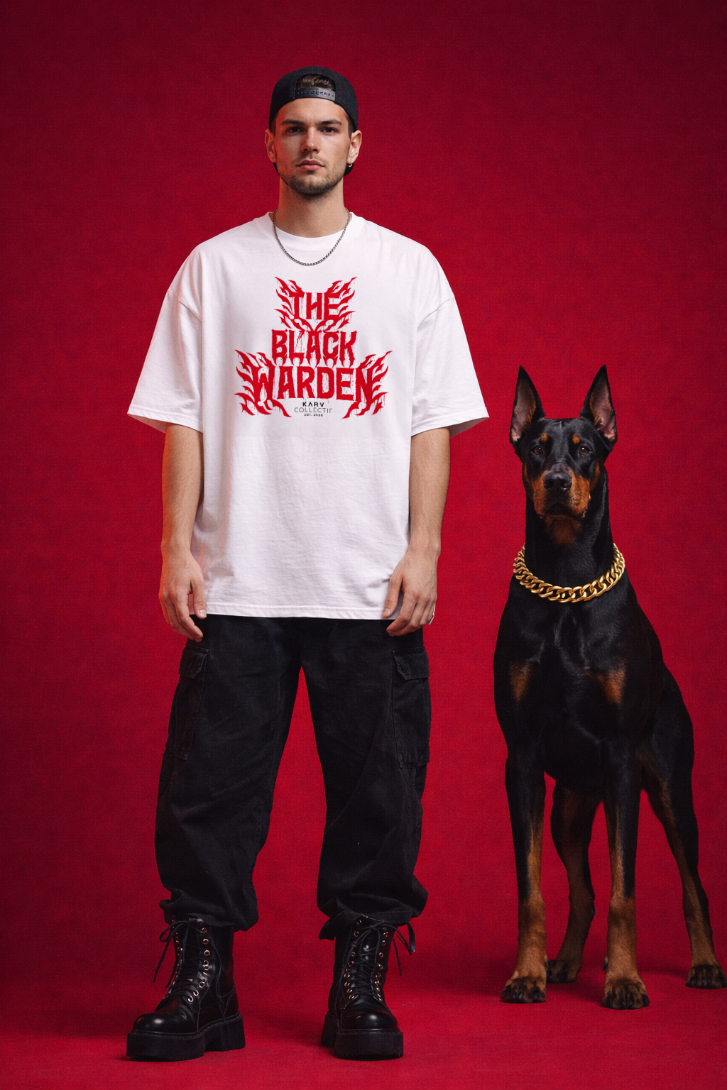 THE BLACK WARDEN — White Oversized T-Shirt