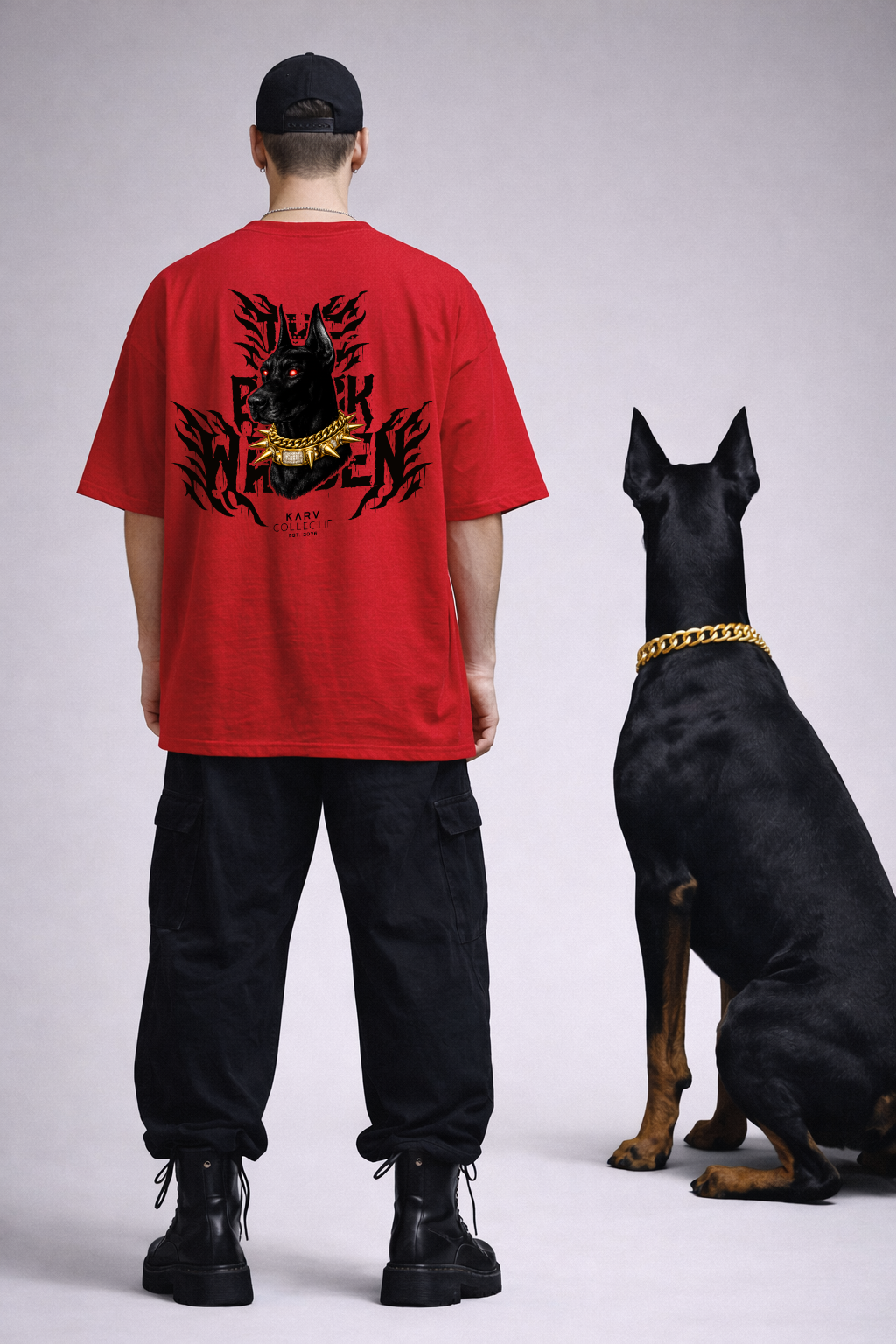 THE BLACK WARDEN — Red Oversized T-Shirt