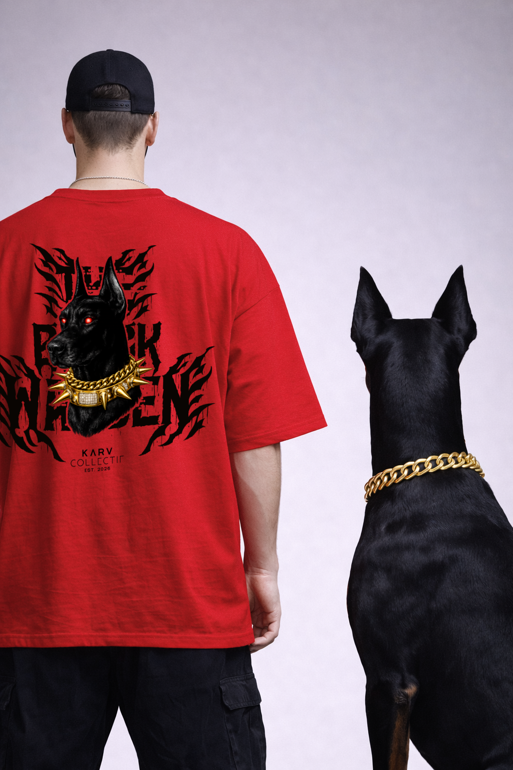 THE BLACK WARDEN — Red Oversized T-Shirt