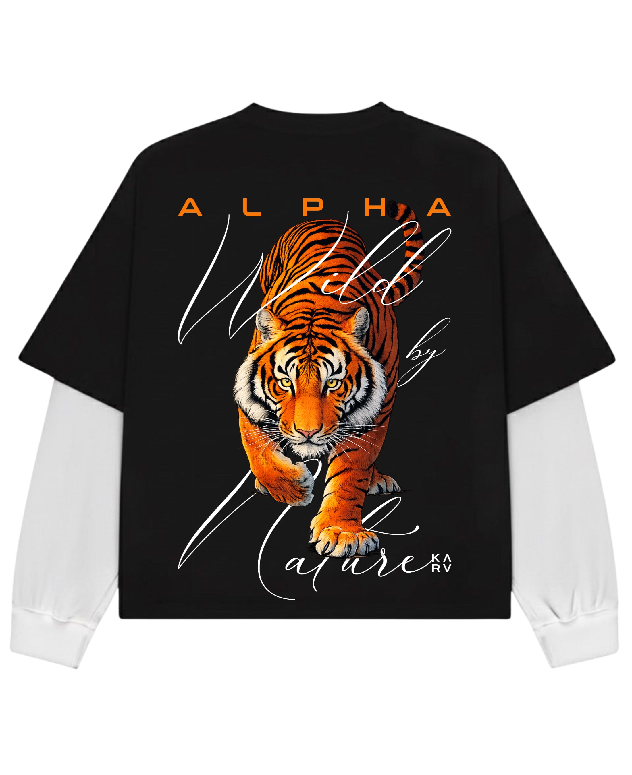 Black With White Sleeve Oversized Tee Back Design