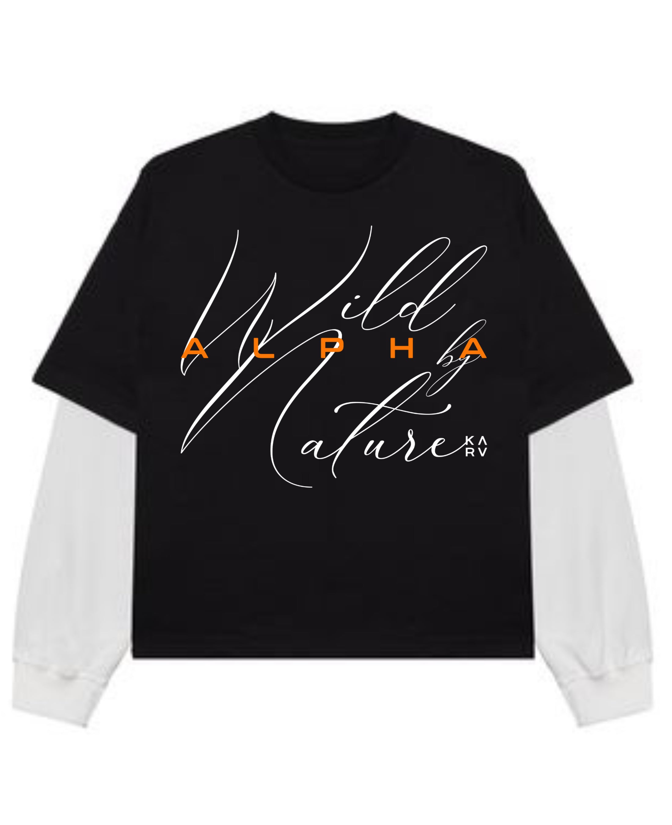 Black With White Sleeve Oversized Tee Front Design