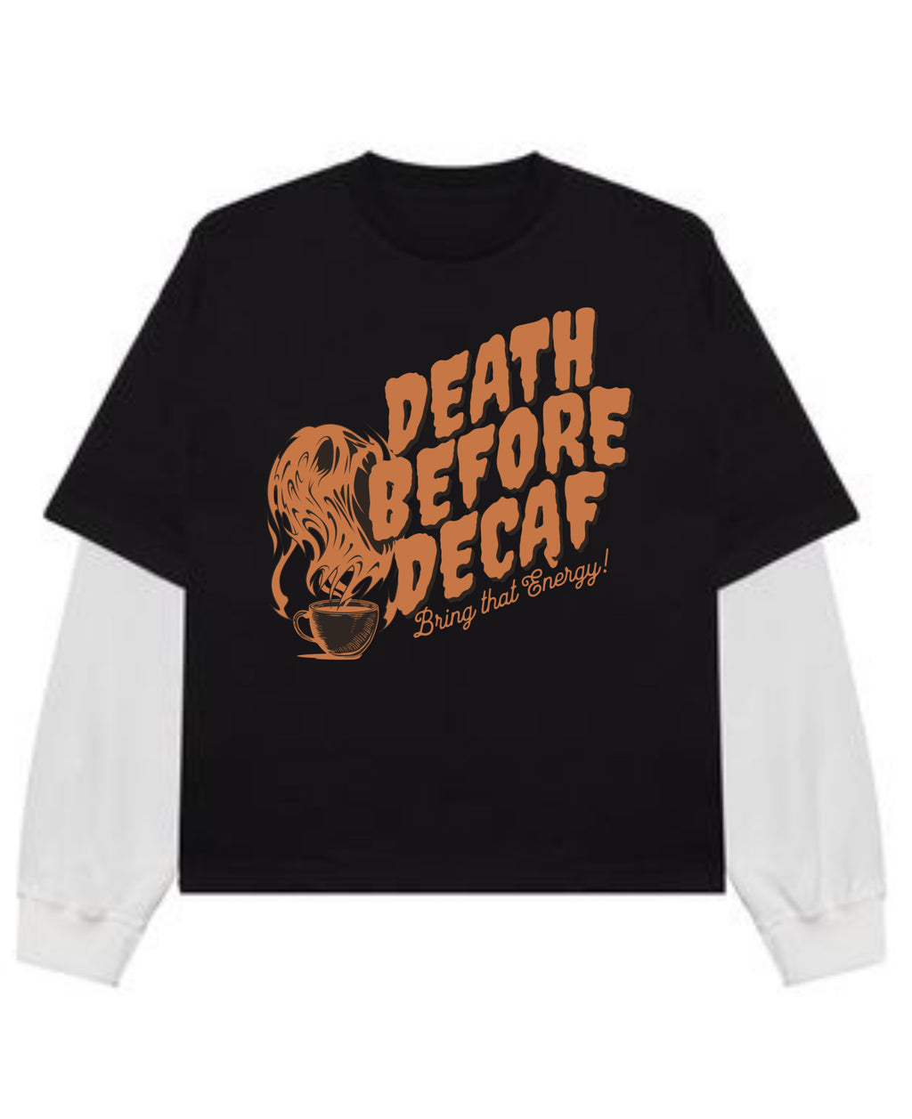 Black With White Sleeve Oversized Tee Front Design